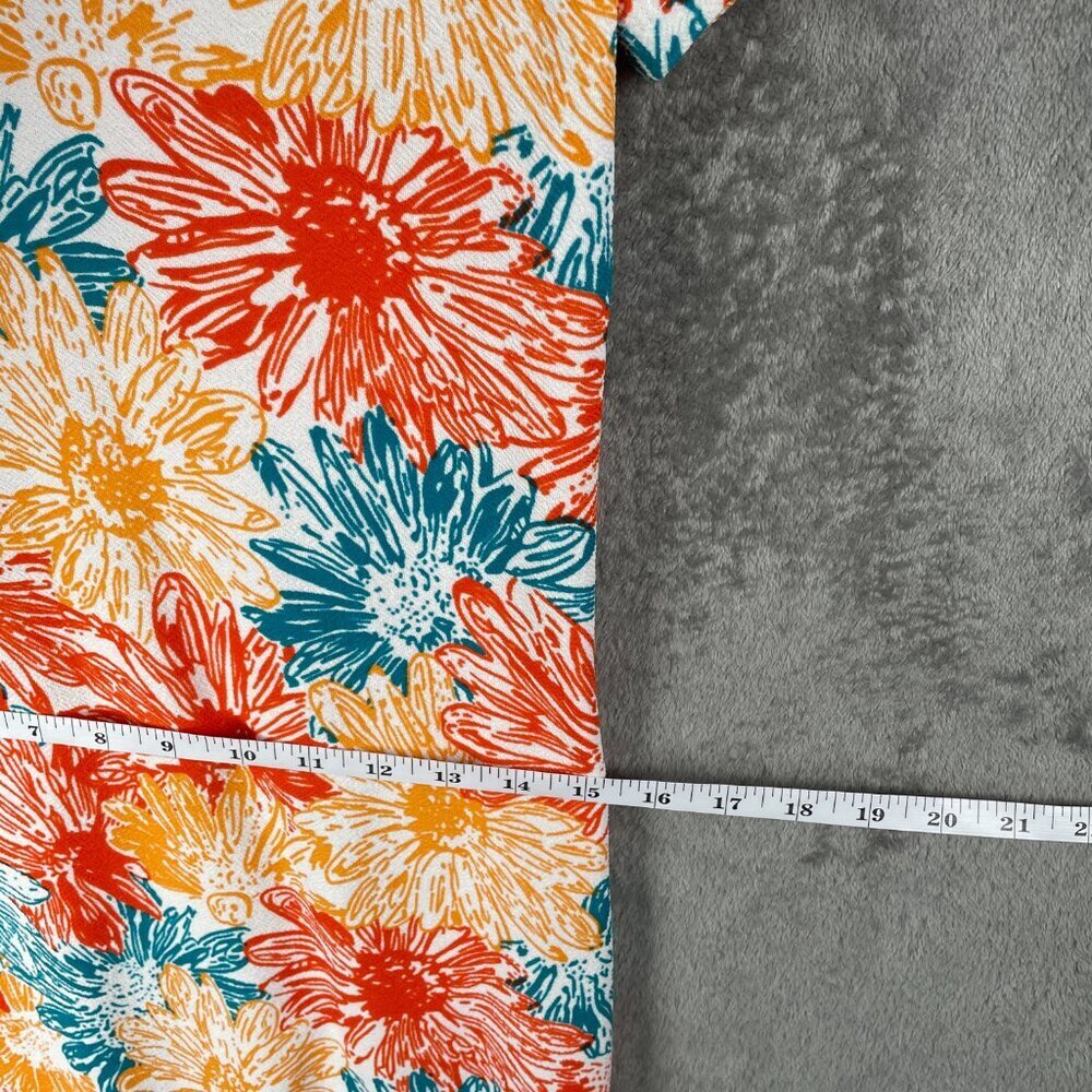 Slinky Brand Floral Shift Dress Womens XS Orange Blue White Boho Beach Lagenlook - Picture 6 of 7